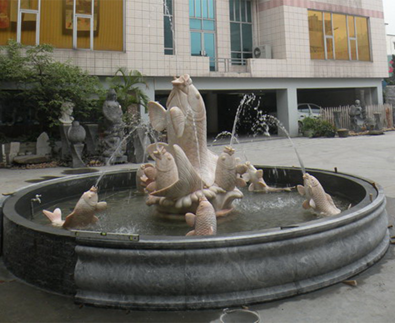 金华6条巨大金色鲤鱼朝天喷水水位调试标准重现昔日景观